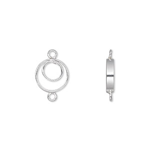 Link, sterling silver, 10mm double ring. Sold per pkg of 2.