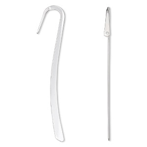 Bookmark, silver-plated steel, 3-3/8 inches long with 1.5mm hole. Sold per pkg of 12.