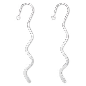Bookmark, silver-plated steel, 6-inch wavy design with 8mm open jump ring. Sold per pkg of 2.