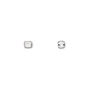 Bead, sterling silver, 4x3.5mm smooth cube. Sold per pkg of 10.