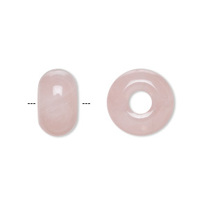 Bead, Dione&reg;, rose quartz (natural), 14x8mm rondelle, B grade, Mohs hardness 7. Sold per pkg of 2.