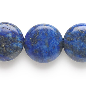 Bead, lapis lazuli (dyed), 20mm puffed flat round, C grade, Mohs hardness 5 to 6. Sold per 15-inch strand.