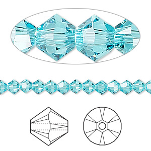 Bead, Crystal Passions&reg;, light turquoise, 4mm bicone (5328). Sold per pkg of 144 (1 gross).