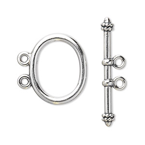 Clasp, JBB Findings, 2-strand toggle, sterling silver, 21x17mm smooth ...