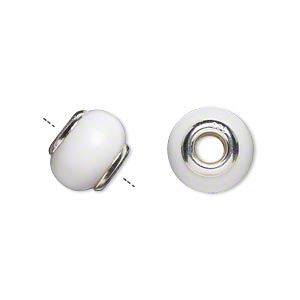 Bead, Dione&reg;, white agate (natural) and sterling silver grommets, 11x8mm-13x9mm rondelle with 4mm hole, B grade, Mohs hardness 6-1/2 to 7. Sold individually.