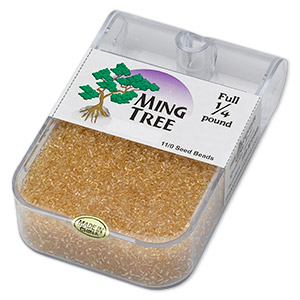 Seed bead, Ming Tree&#153;, glass, transparent tan, #11 round. Sold per 1/4 pound pkg.
