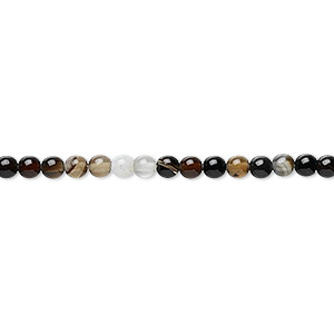 Bead, black agate (dyed), 3mm round, B grade, Mohs hardness 6-1/2 to 7. Sold per 15-1/2&quot; to 16&quot; strand.
