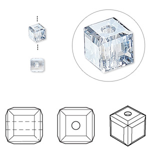 Bead, Crystal Passions&reg;, crystal blue shade, 4mm faceted cube (5601). Sold per pkg of 48.