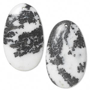 Focal, zebra &quot;jasper&quot; (onyx marble) (natural), 53x32mm flat-backed single-sided oval, B grade, Mohs hardness 3. per pkg of 2.