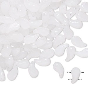 Bead, Zoliduo&reg;, Czech pressed glass, translucent white, 8x5mm double-drilled left-facing comma. Sold per pkg of 30.