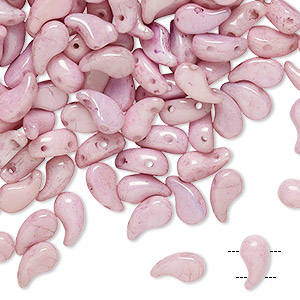 Bead, Zoliduo&reg;, Czech pressed glass, opaque white lilac luster, 8x5mm double-drilled left-facing comma. Sold per pkg of 1,200 (1 mass).