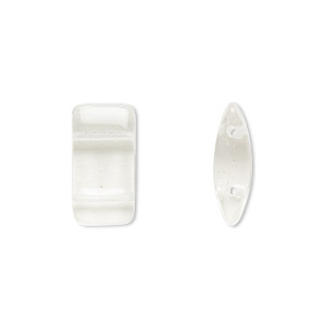 Bead, Preciosa, Czech glass, transparent clear, 17x9mm double-drilled puffed rectangle with 0.8mm holes, fits up to 7.5mm bead. Sold per pkg of 20.