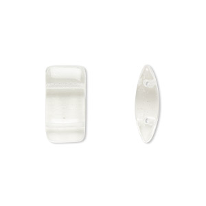 Bead, Preciosa, Czech glass, transparent clear, 17x9mm double-drilled puffed rectangle with 0.8mm holes, fits up to 7.5mm bead. Sold per pkg of 1,200 (1 mass).