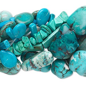 Bead mix, magnesite (dyed / stabilized), mixed colors, 7mm-50x40mm mixed shape, D grade, Mohs hardness 3-1/2 to 4. Sold per (10) 15&quot; to 16&quot; strands.