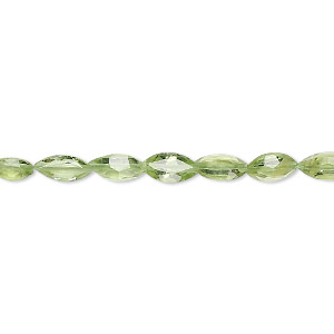 Bead, peridot (natural), 6x4mm-8x4mm faceted marquise, B grade, Mohs hardness 6-1/2 to 7. Sold per 15-1/2&quot; to 16&quot; strand.