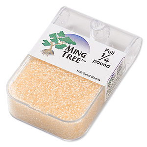 Seed bead, Ming Tree&#153;, glass, transparent color-lined cream yellow, #11 round. Sold per 1/4 pound pkg.