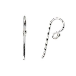 Ear wire, fine silver, 12mm fishhook with 1.5mm ball and open loop, 19 gauge. Sold per pair.