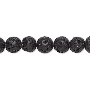 Bead, lava rock (waxed), 8mm round, B grade, Mohs hardness 3 to 3-1/2. Sold per 15-1/2&quot; to 16&quot; strand.