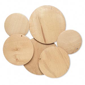 Focal, Korean boxwood (natural), brown, 40-60mm top-drilled round. Sold per pkg of 3 pairs.