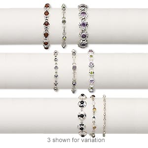 Other Bracelet Styles Mixed Gemstones Silver Colored