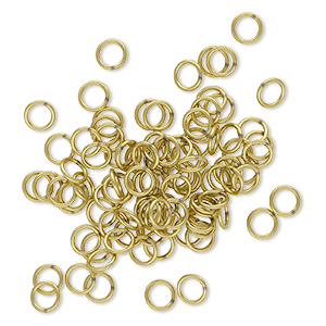 Jump ring, brass, 5.5mm soldered round, 4mm inside diameter, 20 gauge. Sold per pkg of 100.
