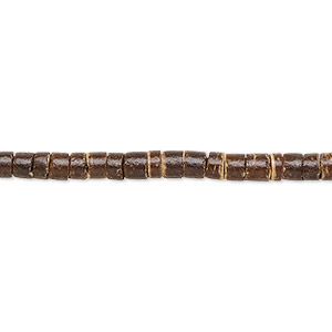 Bead, coconut shell (waxed), dark brown, 3-5mm hand-cut heishi. Sold per pkg of (2) 24-inch strands.