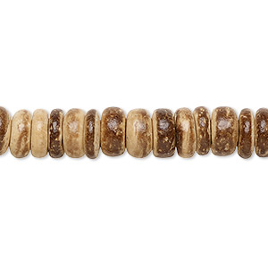 Bead, wood (waxed), light and dark brown, 7x2mm-8x4.5mm hand-cut rondelle. Sold per pkg of (2) 15-1/2&quot; to 16&quot; strands.