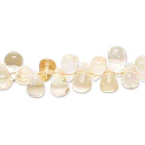 Bead, citrine and quartz crystal (natural / dyed / heated), 7x5mm-13x7mm hand-cut top-drilled teardrop, C grade, Mohs hardness 7. Sold per 14-inch strand.