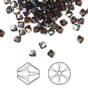 Bead, Crystal Passions&reg;, mocca AB, 4mm bicone (5328). Sold per pkg of 48.