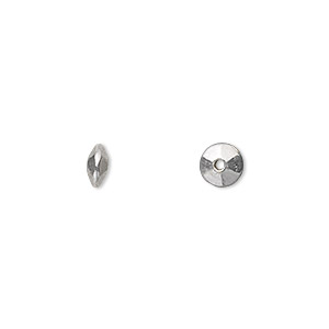 Bead, antique silver-plated &quot;pewter&quot; (zinc-based alloy), 6x3mm double-sided faceted smooth saucer. Sold per pkg of 100.