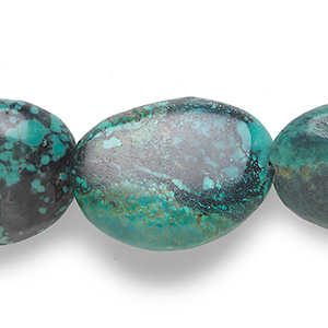 Bead, turquoise (dyed / stabilized), 22x18mm-31x22mm puffed oval, C grade, Mohs hardness 5 to 6. Sold per 15&quot; to 16&quot; strand.