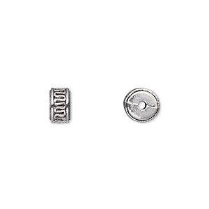 Bead, antique silver-plated &quot;pewter&quot; (zinc-based alloy), 7x4mm rondelle. Sold per pkg of 50.
