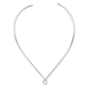 Neckwire, silver-plated brass, 2mm round with smooth teardrop, 15 inches. Sold individually.