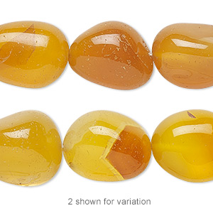 Bead, golden agate (dyed), light to medium, small to medium tumbled nugget, Mohs hardness 6-1/2 to 7. Sold per 15-1/2&quot; to 16&quot; strand.