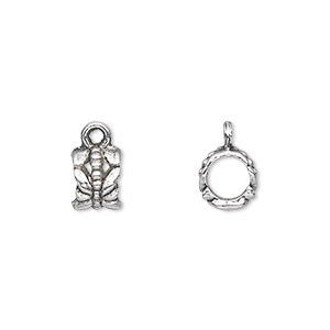 Bead, antique silver-plated &quot;pewter&quot; (zinc-based alloy), 8x6mm tube with dragonfly design and closed loop. Sold per pkg of 50.