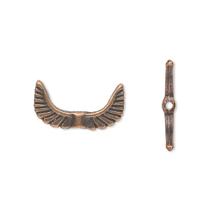 Bead, antique copper-plated &quot;pewter&quot; (zinc-based alloy), 19x10mm double-sided angel wings. Sold per pkg of 20.