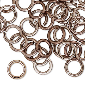 Jump ring, anodized aluminum, bronze, 10mm round, 6.8mm inside diameter, 14 gauge. Sold per pkg of 100.