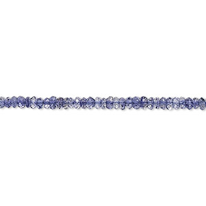 Bead, iolite (dyed), 3x1mm-4x2mm hand-cut faceted rondelle, B grade, Mohs hardness 7 to 7-1/2. Sold per 15-1/2&quot; to 16&quot; strand.