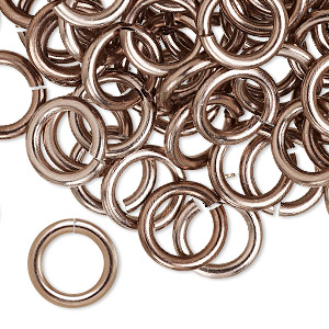 Jump ring, anodized aluminum, bronze, 12mm round, 7.9mm inside diameter, 12 gauge. Sold per pkg of 100.