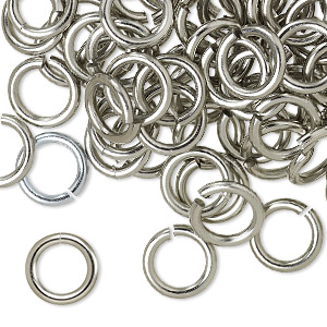 Jump ring, anodized aluminum, metallic grey, 10mm round, 6.8mm inside diameter, 14 gauge. Sold per pkg of 100.