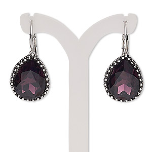 Fishhook Earrings Glass Purples / Lavenders