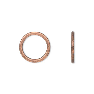 Component, antique copper-plated &quot;pewter&quot; (zinc-based alloy), 15mm round donut. Sold per pkg of 50.
