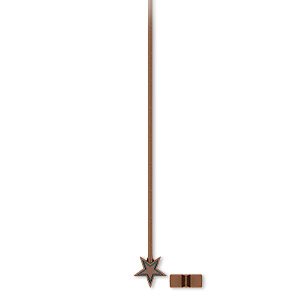 Head pin, antique copper-plated &quot;pewter&quot; (zinc-based alloy), 2 inches with 5mm star, 21 gauge. Sold per pkg of 20.