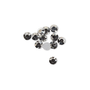 Flat back, glass, black with full silver finish, silver-colored foil back, 3.8-4mm faceted round, SS16. Sold per pkg of 12.