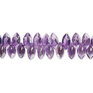 Bead, amethyst (natural), dark, 8x4mm hand-cut top-drilled faceted marquise, B grade, Mohs hardness 7. Sold per 8-inch strand, approximately 80 beads.