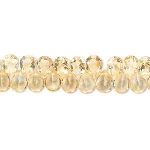 Bead, citrine (heated), 7x5mm hand-cut top-drilled faceted teardrop, B grade, Mohs hardness 7. Sold per 8-inch strand, approximately 80 beads.