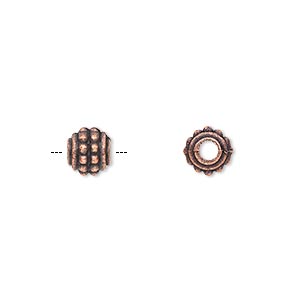 Bead, antique copper-plated &quot;pewter&quot; (zinc-based alloy), 7x6mm rondelle. Sold per pkg of 50.