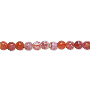Bead, fire crackle agate (dyed / heated), 4mm round, B grade, Mohs hardness 6-1/2 to 7. Sold per 15-1/2&quot; to 16&quot; strand.