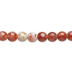 Bead, fire crackle agate (dyed / heated), 6mm round, B grade, Mohs hardness 6-1/2 to 7. Sold per 15-1/2&quot; to 16&quot; strand.