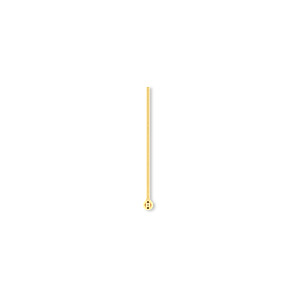 Head pin, gold-plated brass, 3/4 inch with 1.5mm ball, 24 gauge. Sold per pkg of 100.
